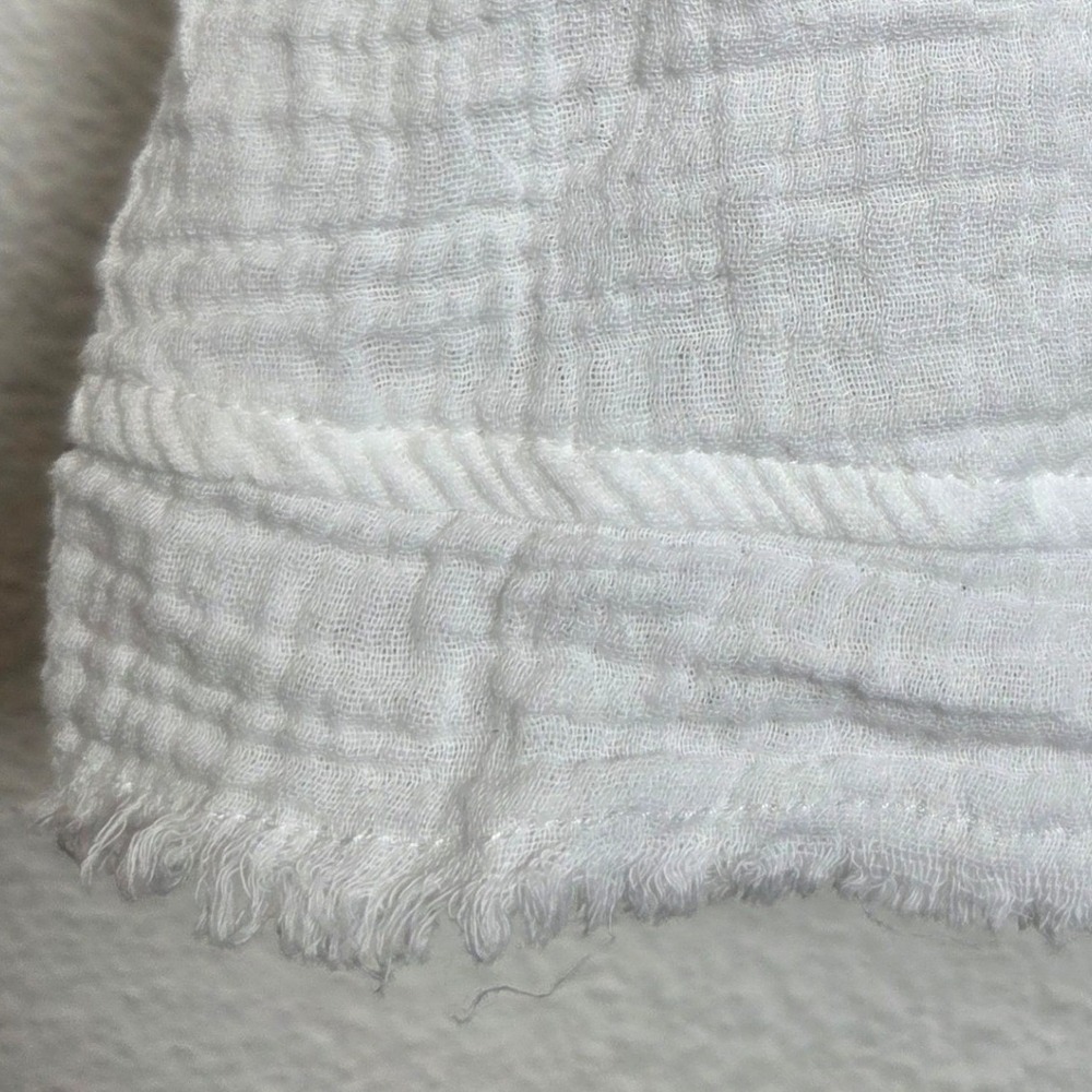 Cato White Cottage Peasant Blouse 100% Cotton Fringe Hem - Picture 7 of 8